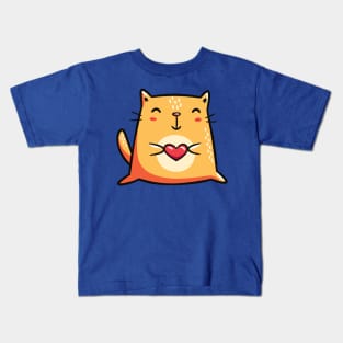 Orange Cat with Heart Kids T-Shirt